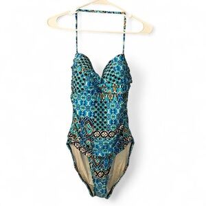 La Blanca Teal and Black  One Piece Swimsuit